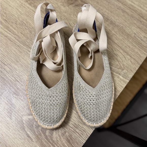 Rothy's Shoes - Rothy’s 7.5 Woven Lace-Up Espadrille Flats in Beige